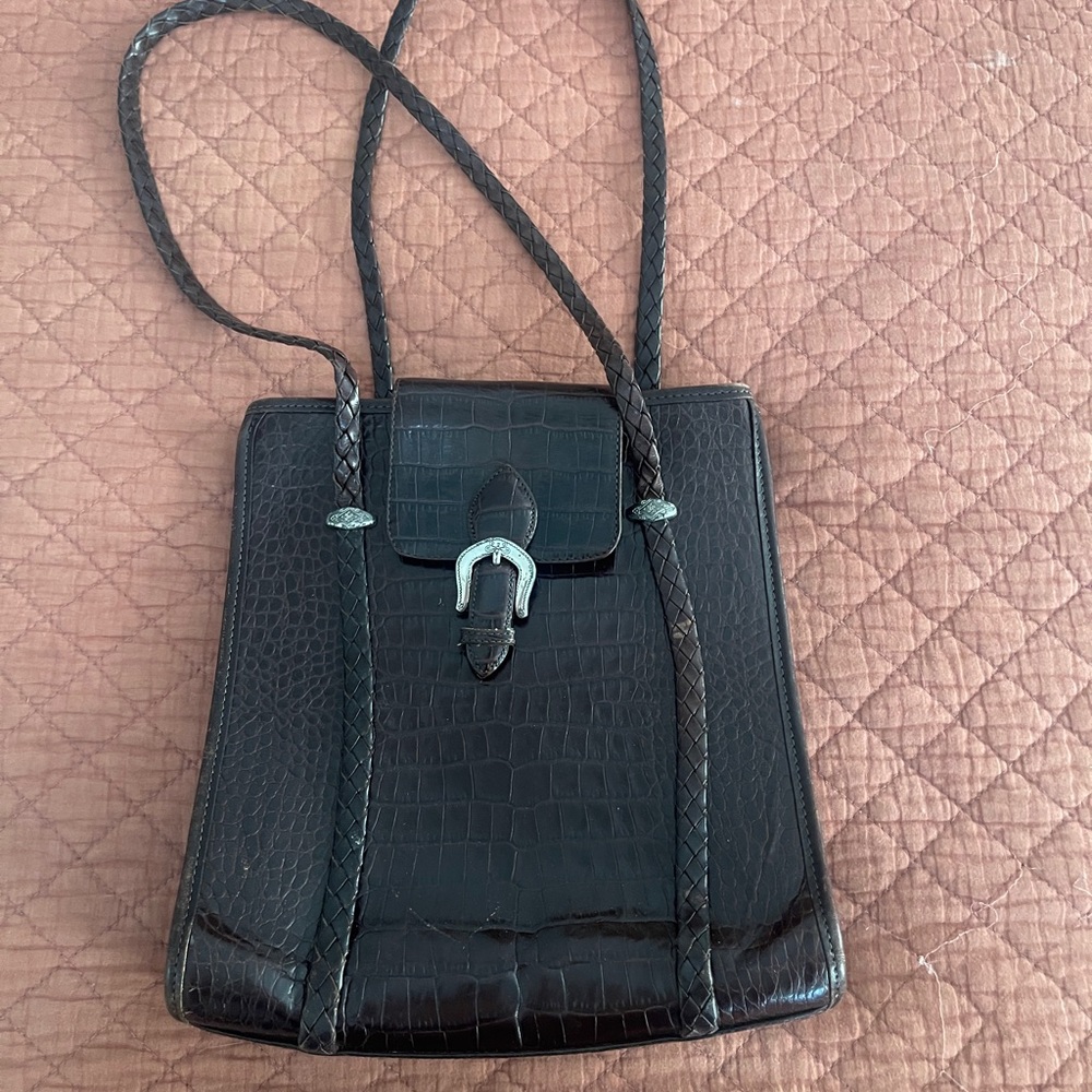 Brighton Dark Brown Crocodile Shoulder Bag